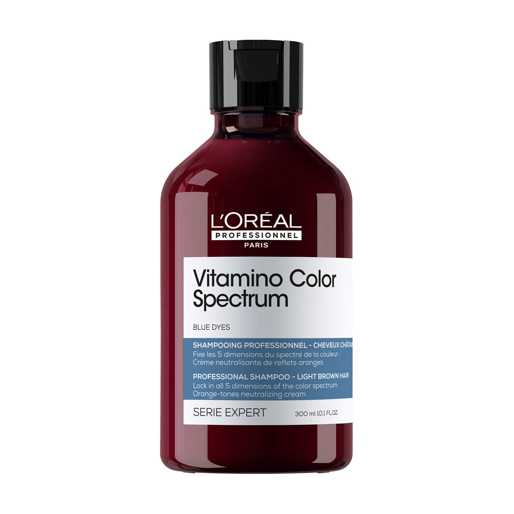 Професійний шампунь L'Oreal Professionnel Serie Expert Vitamino Color Spectrum Professional Shampoo для нейтралізації помаранчевих напівтонів світло-каштанового фарбованого волосся, збереження 5 вимірів колірного спектру та сяючого блиску, 300 мл